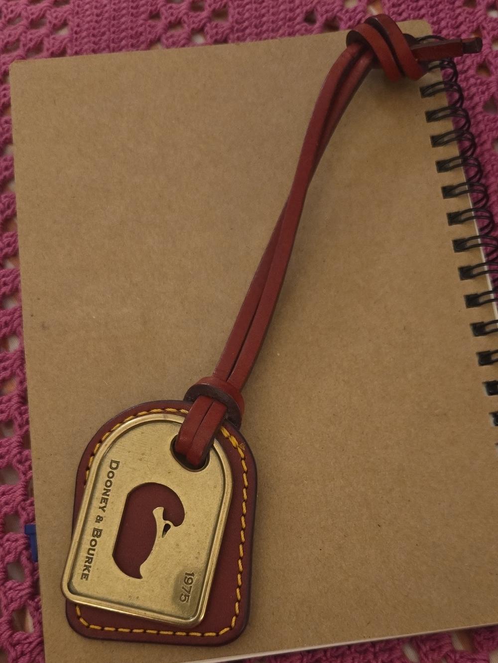 Dooney & Bourke Red Leather Key/Card Holder with Gold Accent